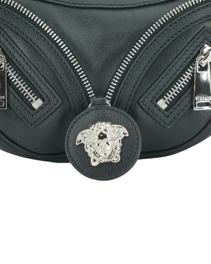 Versace Black Calf Leather Hobo Mini Shoulder Bag