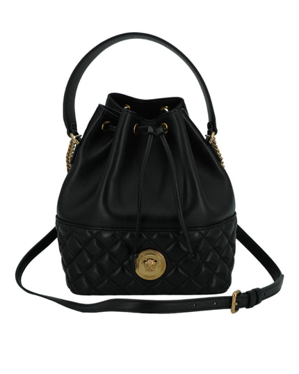 Versace Black Lamb Leather Bucket Shoulder Bag
