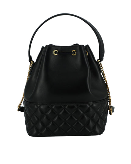 Versace Black Lamb Leather Bucket Shoulder Bag