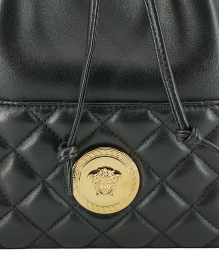 Versace Black Lamb Leather Bucket Shoulder Bag