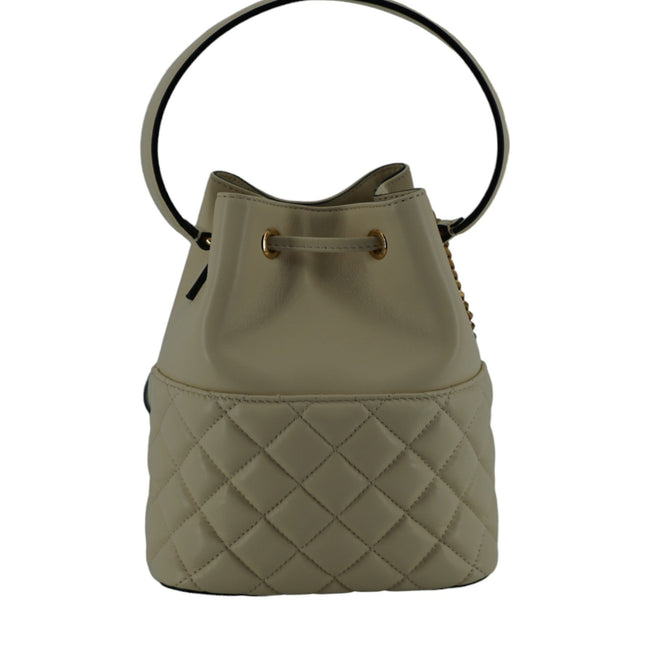 Versace White Lamb Leather Small Bucket Shoulder Bag