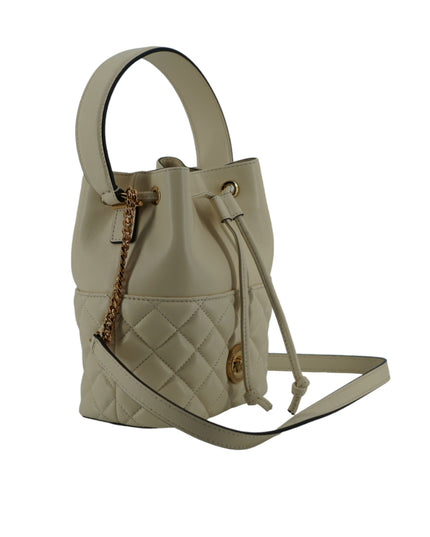 Versace White Lamb Leather Small Bucket Shoulder Bag