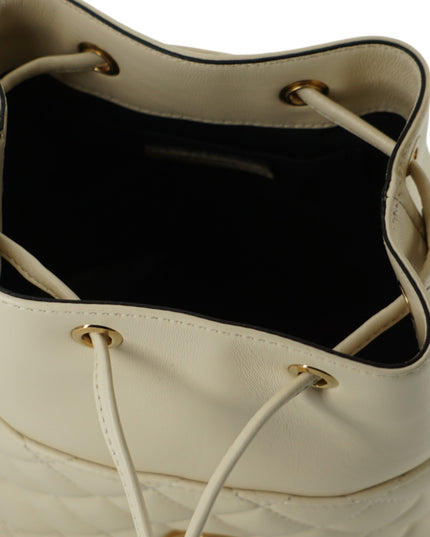 Versace White Lamb Leather Small Bucket Shoulder Bag
