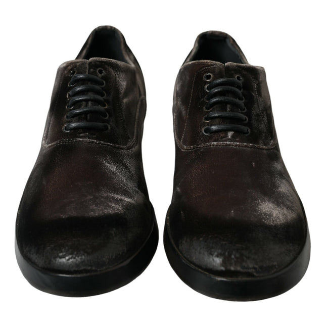 Dolce & Gabbana Brown Velvet Men Lace Up Oxford Dress Shoes