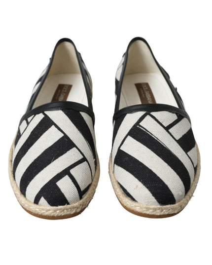 Dolce & Gabbana Beige Black Striped Canvas Espadrilles MONDELLO Shoes