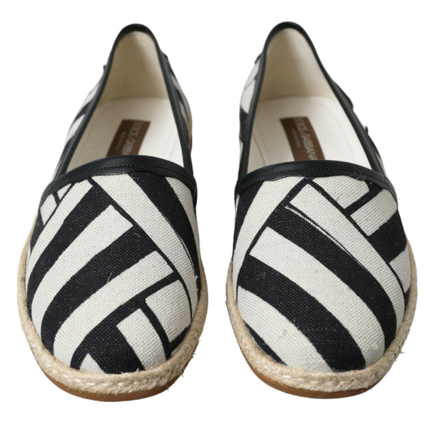 Dolce & Gabbana Beige Black Striped Canvas Espadrilles MONDELLO Shoes