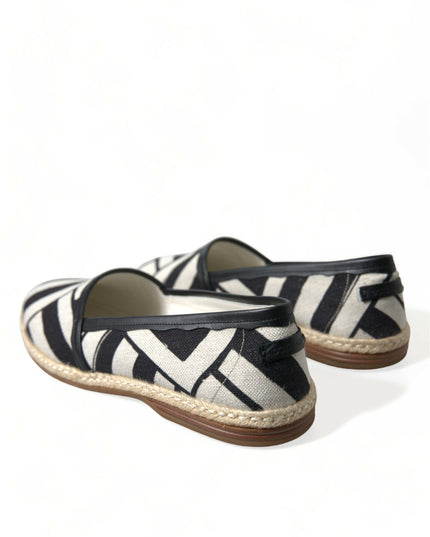 Dolce & Gabbana Beige Black Striped Canvas Espadrilles MONDELLO Shoes