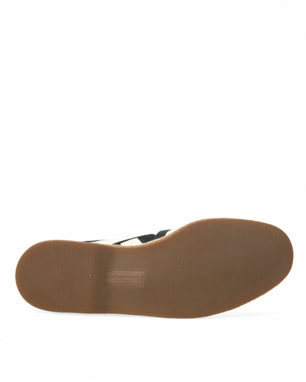 Dolce & Gabbana Beige Black Striped Canvas Espadrilles MONDELLO Shoes