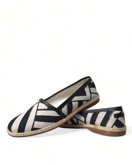Dolce & Gabbana Beige Black Striped Canvas Espadrilles MONDELLO Shoes