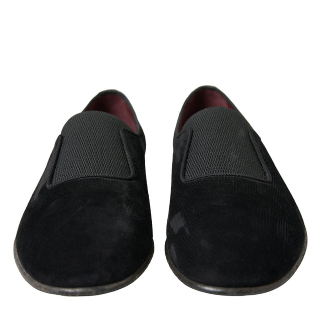 Dolce & Gabbana Black RUNWAY Velour AMALFI Loafers Shoes