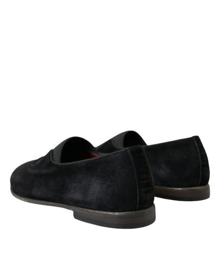 Dolce & Gabbana Black RUNWAY Velour AMALFI Loafers Shoes