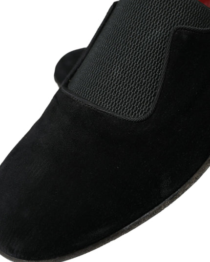 Dolce & Gabbana Black RUNWAY Velour AMALFI Loafers Shoes