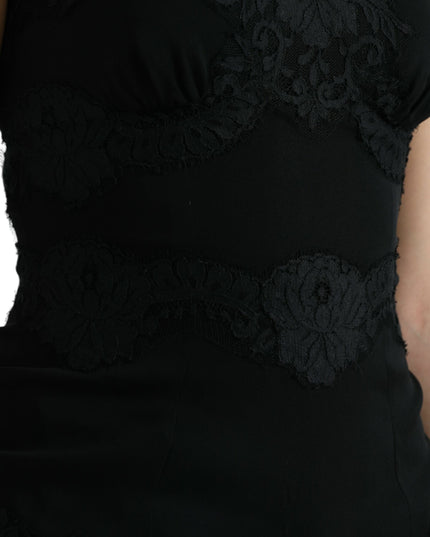 Dolce & Gabbana Black Silk Stretch Lace Sleeveless Tank Top