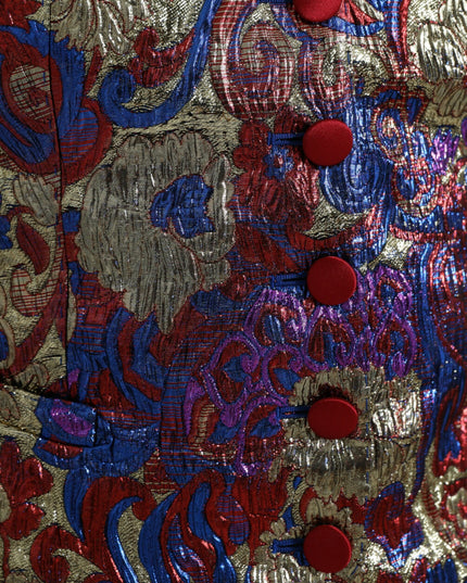 Dolce & Gabbana Multicolor Jacquard Button Waistcoat Vest Top