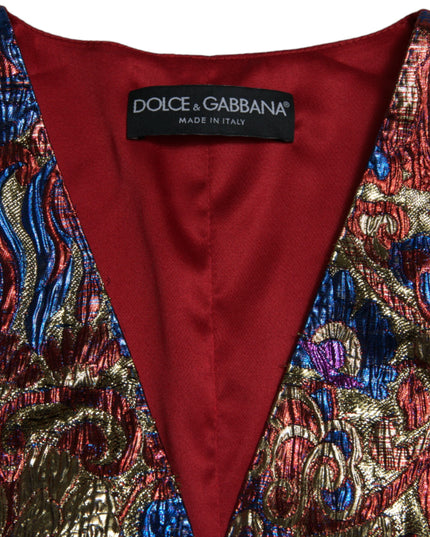 Dolce & Gabbana Multicolor Jacquard Button Waistcoat Vest Top
