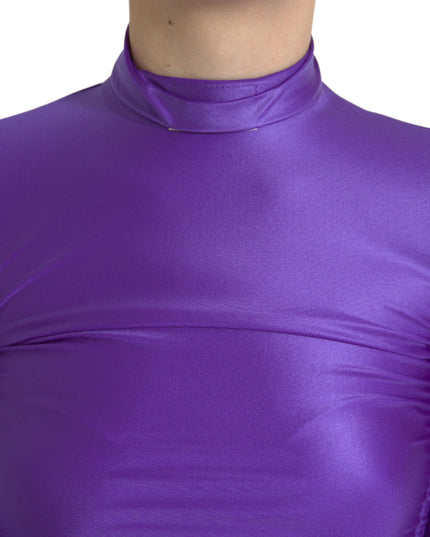 Dolce & Gabbana Purple Nylon Stretch Slim Long Sleeves Top