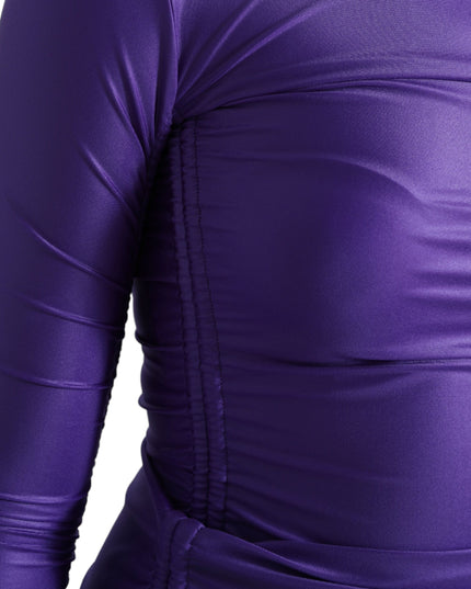 Dolce & Gabbana Purple Nylon Stretch Slim Long Sleeves Top