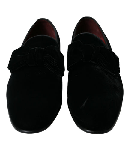 Dolce & Gabbana Black Velvet Loafers Formal Dress Shoes