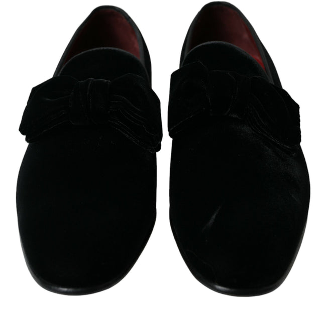 Dolce & Gabbana Black Velvet Loafers Formal Dress Shoes