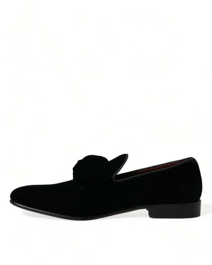 Dolce & Gabbana Black Velvet Loafers Formal Dress Shoes