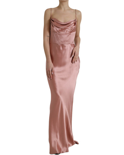 Dolce & Gabbana Pink Silk Spaghetti Straps Long Gown Dress