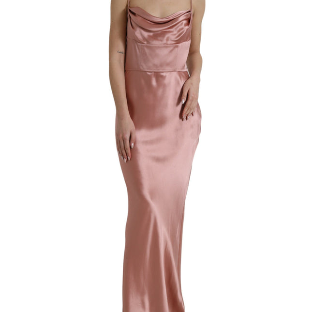 Dolce & Gabbana Pink Silk Spaghetti Straps Long Gown Dress