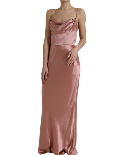 Dolce & Gabbana Pink Silk Spaghetti Straps Long Gown Dress
