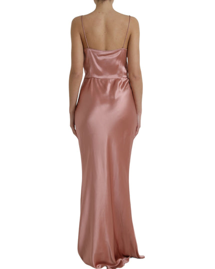 Dolce & Gabbana Pink Silk Spaghetti Straps Long Gown Dress