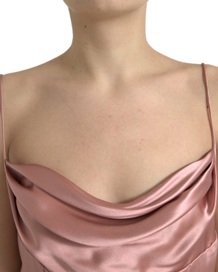 Dolce & Gabbana Pink Silk Spaghetti Straps Long Gown Dress