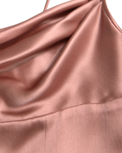 Dolce & Gabbana Pink Silk Spaghetti Straps Long Gown Dress
