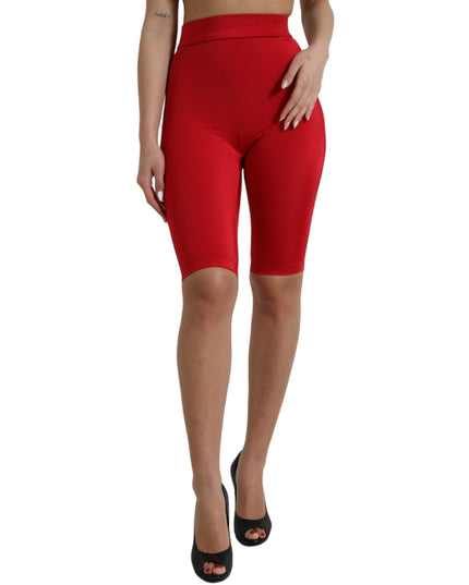 Dolce & Gabbana Red Stretch High Waist Cropped Leggings Pants