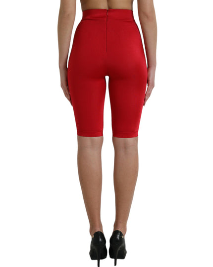 Dolce & Gabbana Red Stretch High Waist Cropped Leggings Pants
