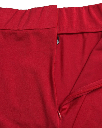 Dolce & Gabbana Red Stretch High Waist Cropped Leggings Pants
