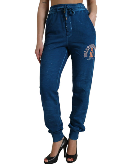 Dolce & Gabbana Blue Logo Cotton Jogger Sweatpants Pants