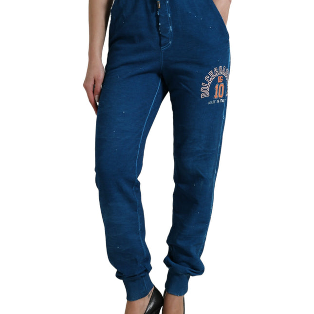Dolce & Gabbana Blue Logo Cotton Jogger Sweatpants Pants