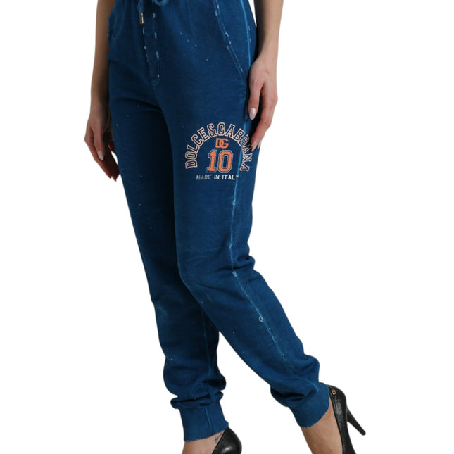Dolce & Gabbana Blue Logo Cotton Jogger Sweatpants Pants
