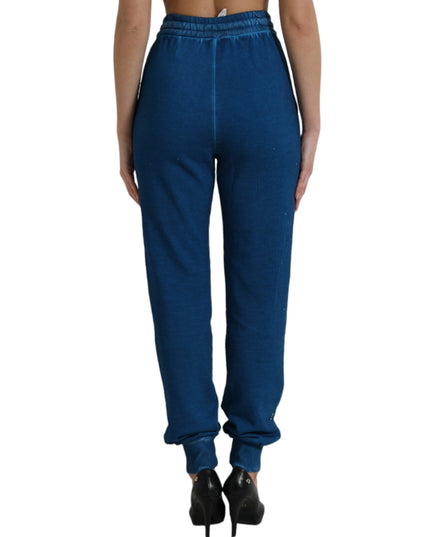 Dolce & Gabbana Blue Logo Cotton Jogger Sweatpants Pants