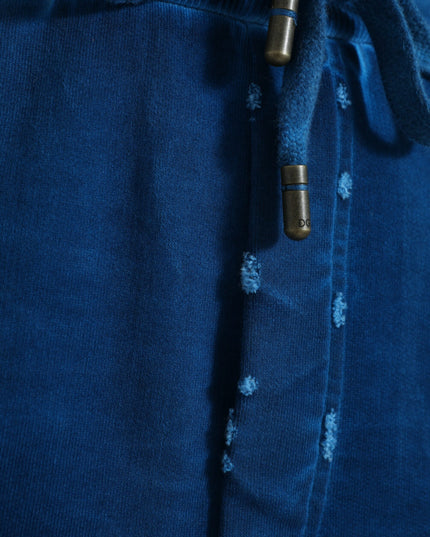Dolce & Gabbana Blue Logo Cotton Jogger Sweatpants Pants
