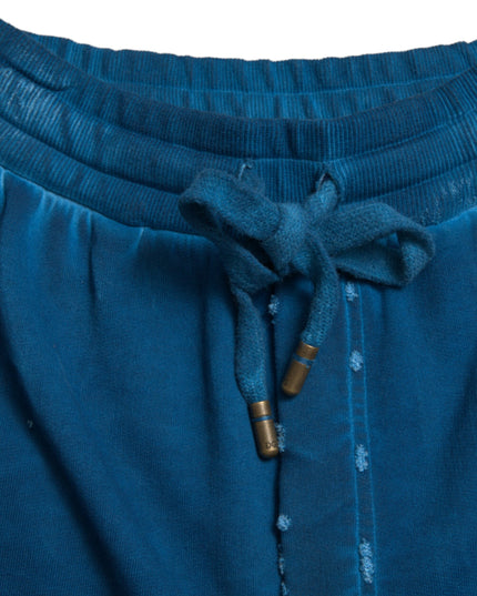 Dolce & Gabbana Blue Logo Cotton Jogger Sweatpants Pants