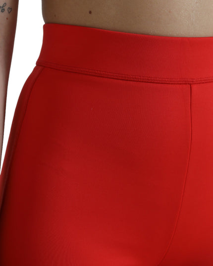 Dolce & Gabbana Red Nylon Stretch Slim Leggings Pants