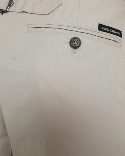 Dolce & Gabbana Beige Cotton High Waist Tapered Pants