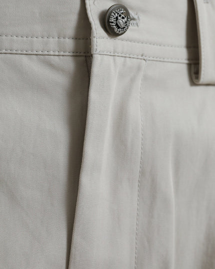 Dolce & Gabbana Beige Cotton High Waist Tapered Pants