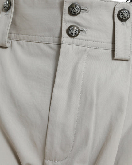 Dolce & Gabbana Beige Cotton High Waist Tapered Pants