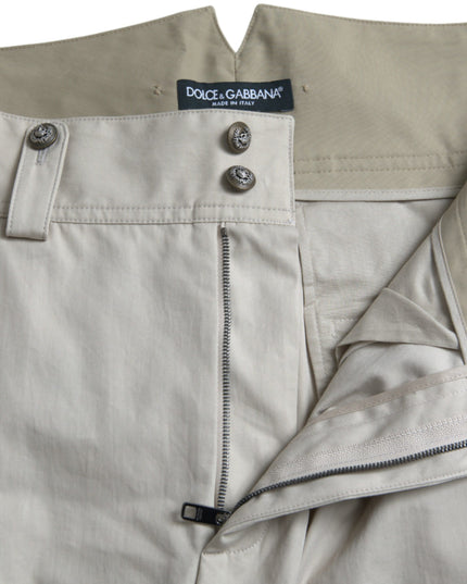 Dolce & Gabbana Beige Cotton High Waist Tapered Pants