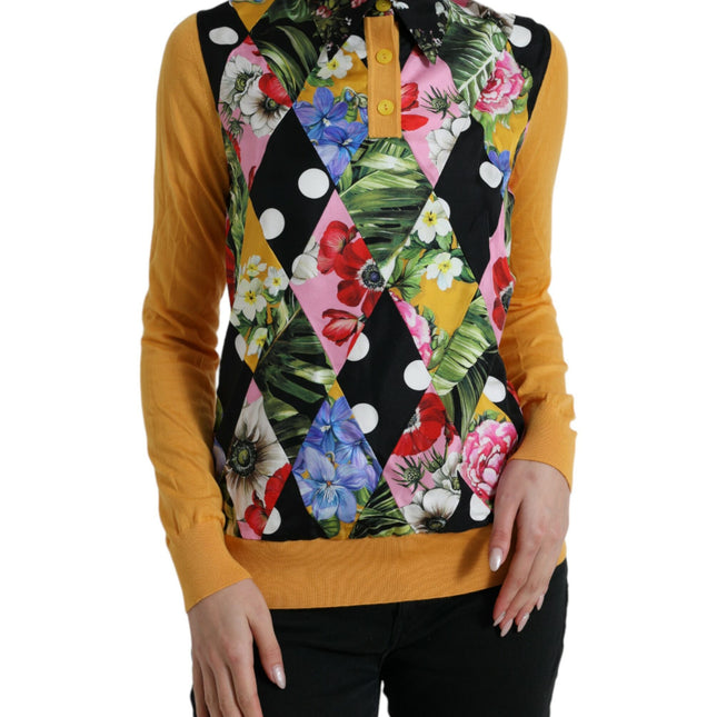 Dolce & Gabbana Multicolor Patchwork Cashmere Henley Sweater