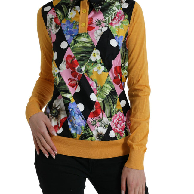 Dolce & Gabbana Multicolor Patchwork Cashmere Henley Sweater