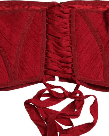 Dolce & Gabbana Red Silk Belt Waist Lace Up Strap Corset