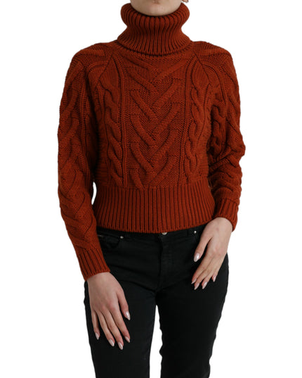Dolce & Gabbana Brown Wool Knit Turtleneck Pullover Sweater