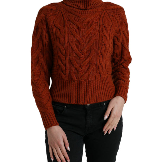 Dolce & Gabbana Brown Wool Knit Turtleneck Pullover Sweater