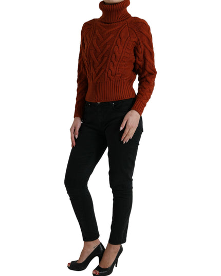Dolce & Gabbana Brown Wool Knit Turtleneck Pullover Sweater